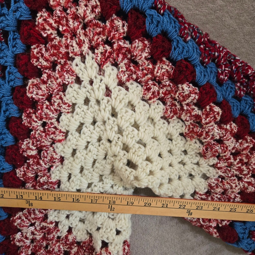 Crochet Cardigan Women Large Multicolor Granny Square Boho Hippie 70s Handmade - Picture 4 of 5
